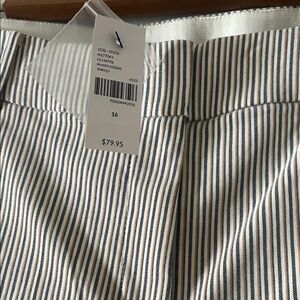 Lane Bryant Striped Straight Leg Pants - Black and White